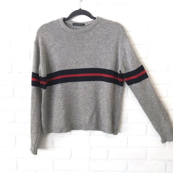 Brandy Melville Sweaters - Brandy Melville  Bernadette Striped Gray Sweater